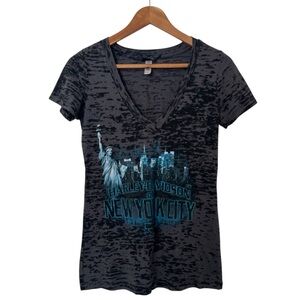 Harley-Davidson Women's Charcoal Burnout New York City T-Shirt Bikercore Moto M
